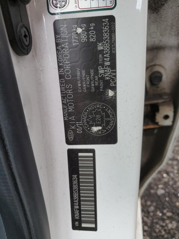 KNAFW4A38B5383634 2011 Kia Forte Sx