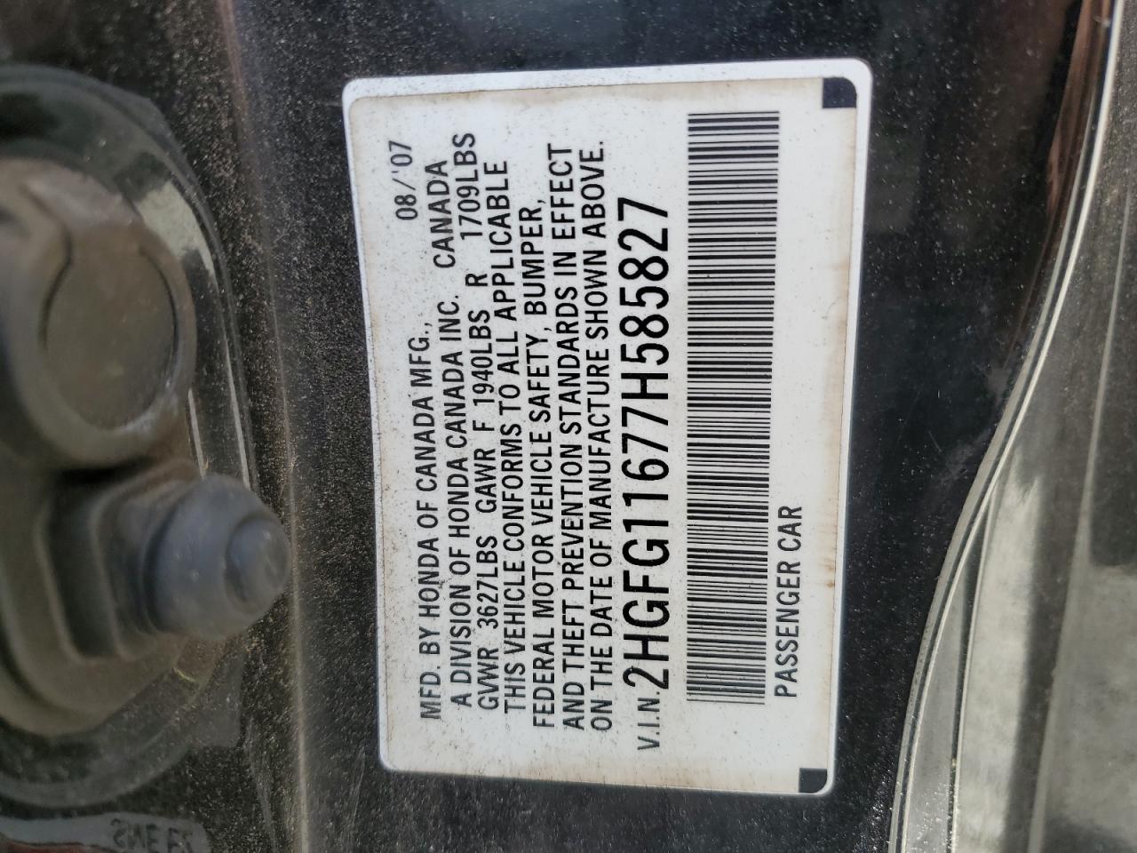 2HGFG11677H585827 2007 Honda Civic Lx