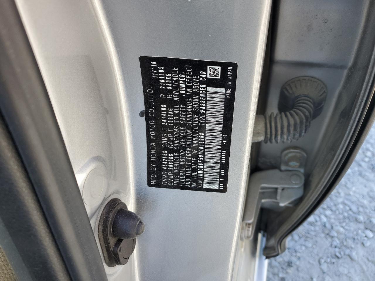 JHMCR6F59HC016568 2017 Honda Accord Hybrid Exl