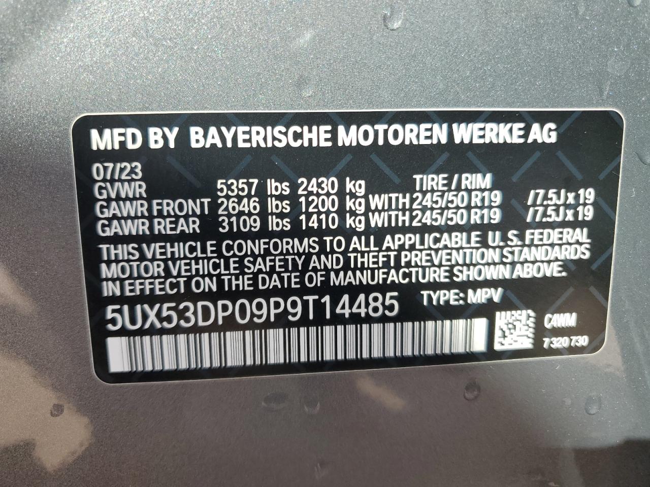 5UX53DP09P9T14485 2023 BMW X3 xDrive30I