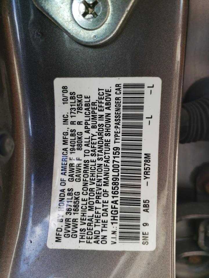 1HGFA16589L007159 2009 Honda Civic Lx