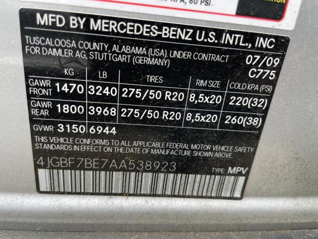 4JGBF7BE7AA538923 | 2010 MERCEDES-BENZ GL 450 4MATIC