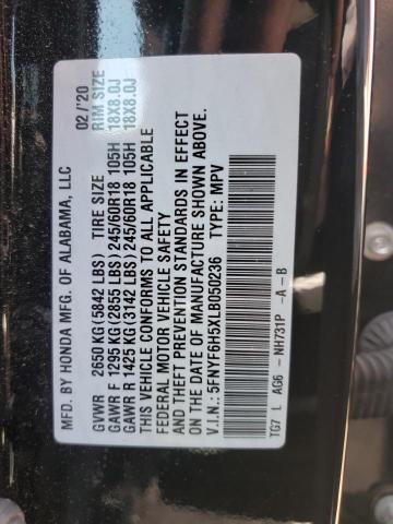 2020 Honda Pilot Exl VIN: 5FNYF6H5XLB050236 Lot: 54768484