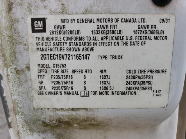 2002 GMC New Sierra C1500 VIN: 2GTEC19V721165147 Lot: 56086984