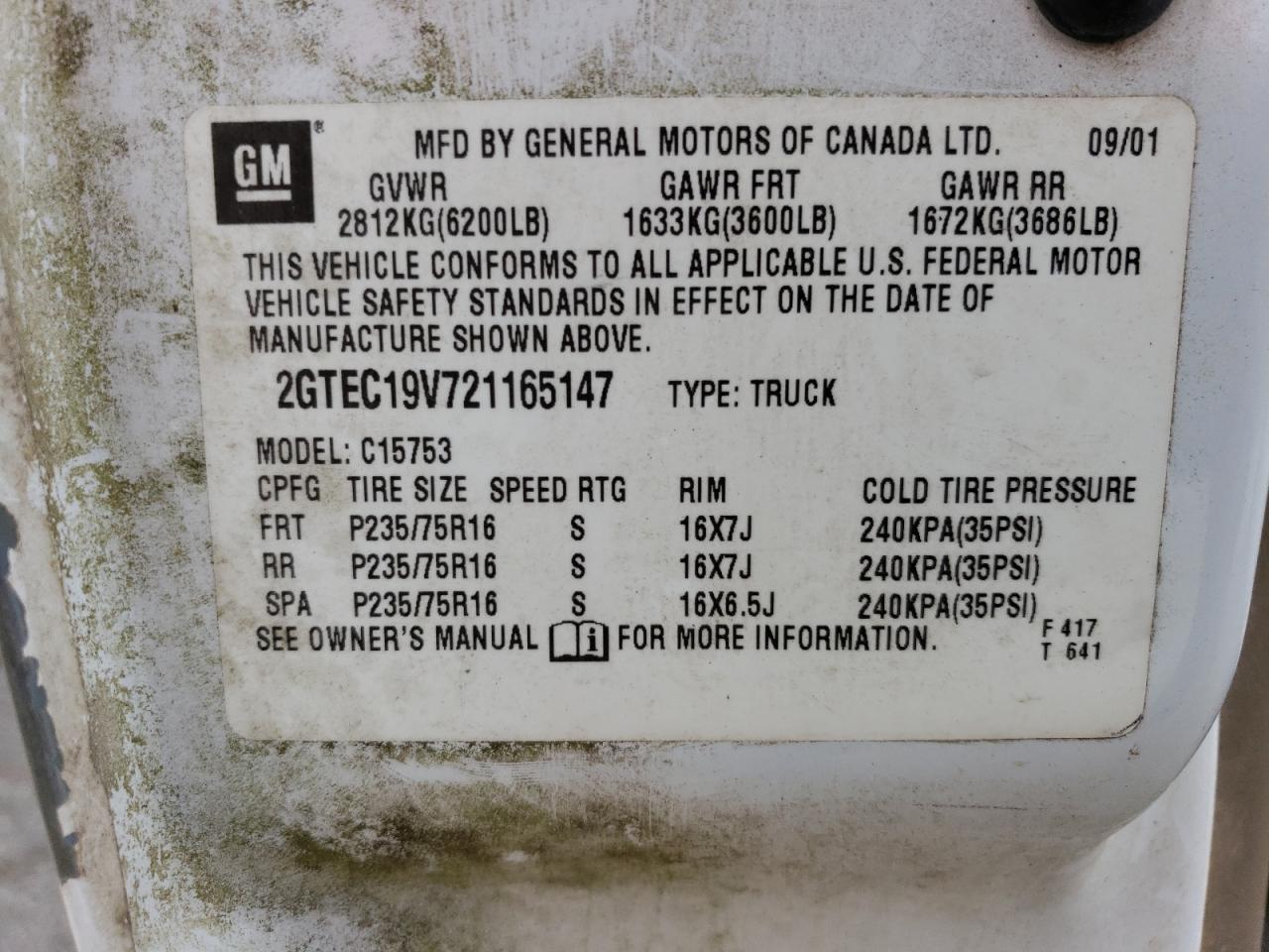 2GTEC19V721165147 2002 GMC New Sierra C1500