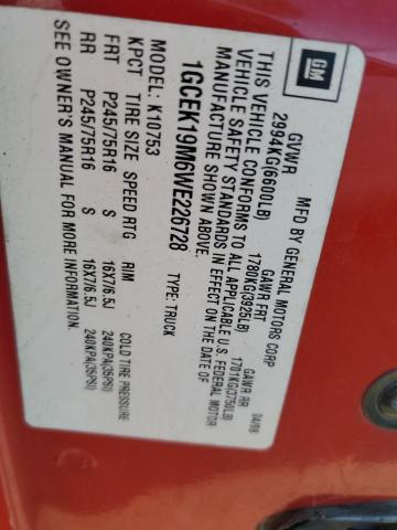 1998 Chevrolet Gmt-400 K1500 VIN: 1GCEK19M6WE226728 Lot: 55299734