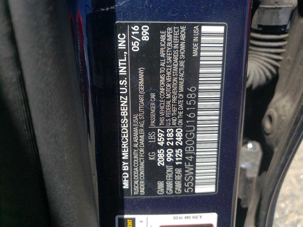 55SWF4JB0GU161586 2016 Mercedes-Benz C 300