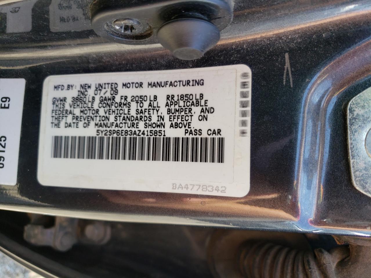 5Y2SP6E83AZ415851 2010 Pontiac Vibe