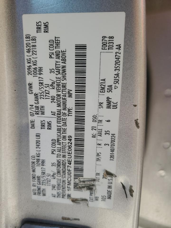 1FMCU0F74EUE06249 2014 Ford Escape S