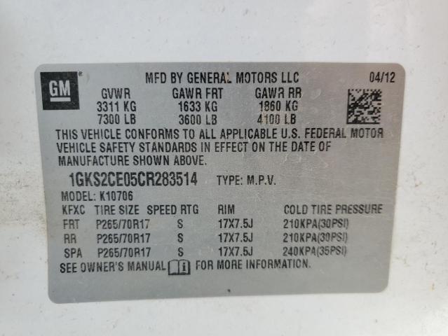 2012 GMC Yukon Slt VIN: 1GKS2CE05CR283514 Lot: 53209794