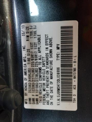 2013 Honda Cr-V Exl VIN: 5J6RM3H73DL038996 Lot: 55364364