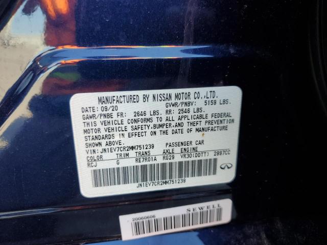 2021 Infiniti Q50 Sensory VIN: JN1EV7CR2MM751239 Lot: 54216184