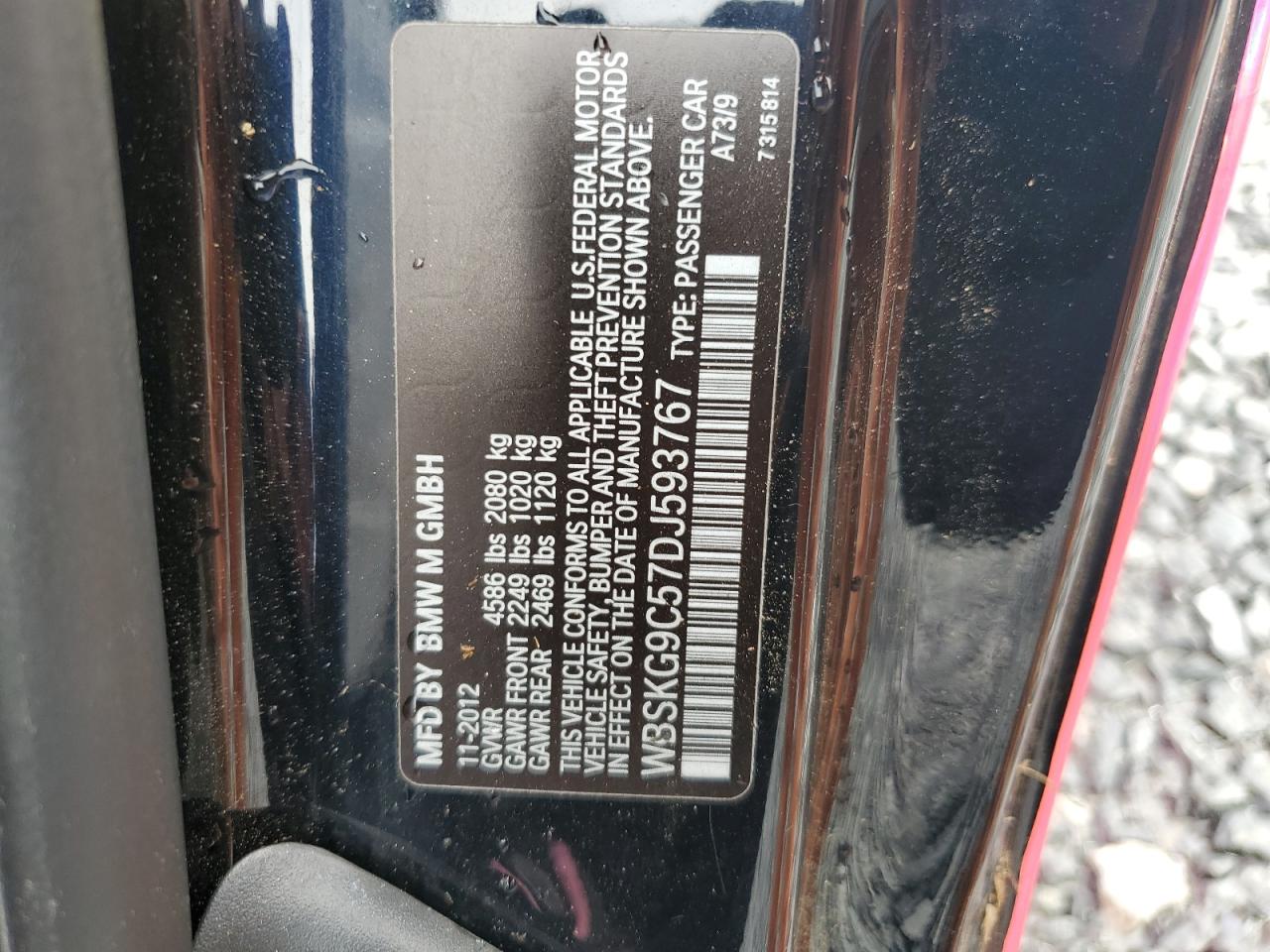 WBSKG9C57DJ593767 2013 BMW M3