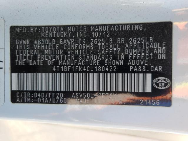 2012 Toyota Camry Base VIN: 4T1BF1FK4CU180422 Lot: 53711024