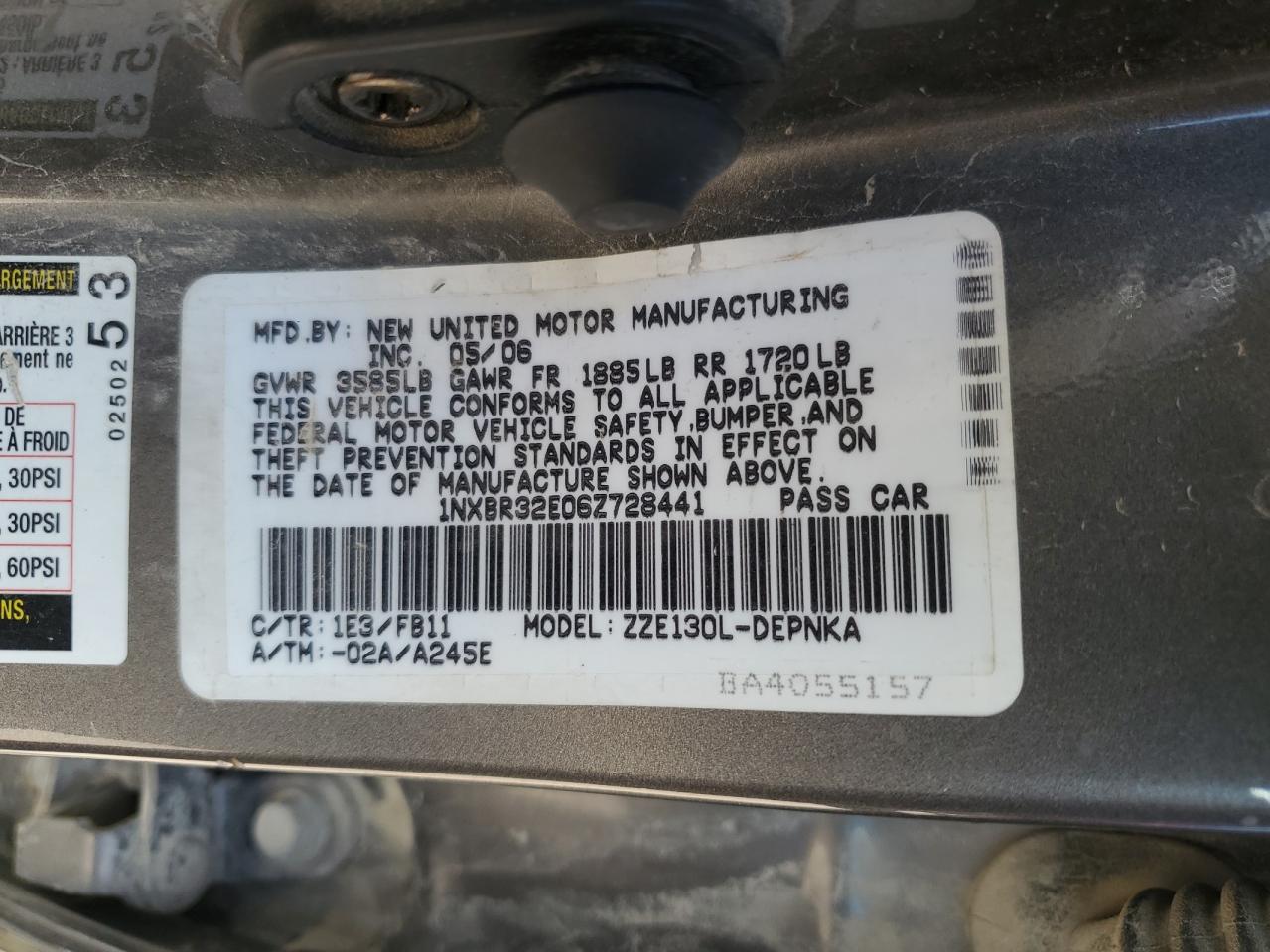 1NXBR32E06Z728441 2006 Toyota Corolla Ce