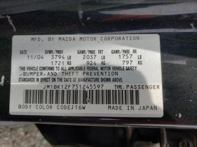 2005 Mazda 3 I VIN: JM1BK12F751245597 Lot: 54771174