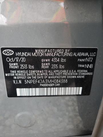 2021 Hyundai Sonata Sel VIN: 5NPEF4JA3MH084388 Lot: 54905904