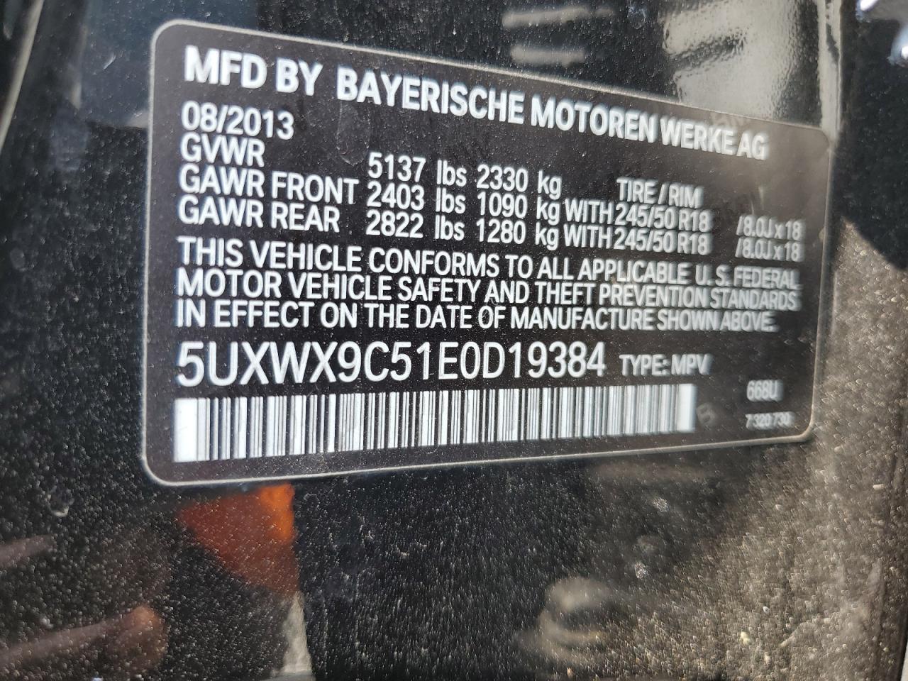 5UXWX9C51E0D19384 2014 BMW X3 xDrive28I