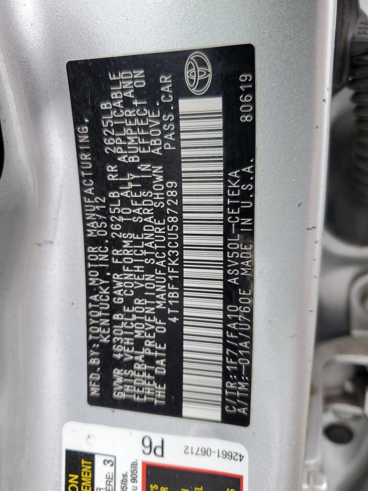 4T1BF1FK3CU587289 2012 Toyota Camry Base