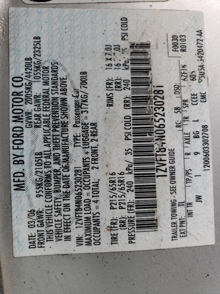 1ZVFT84N065230281 2006 Ford Mustang