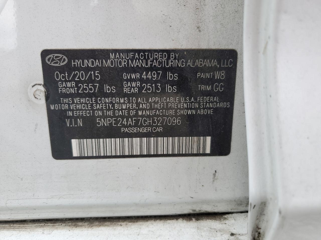 5NPE24AF7GH327096 2016 Hyundai Sonata Se