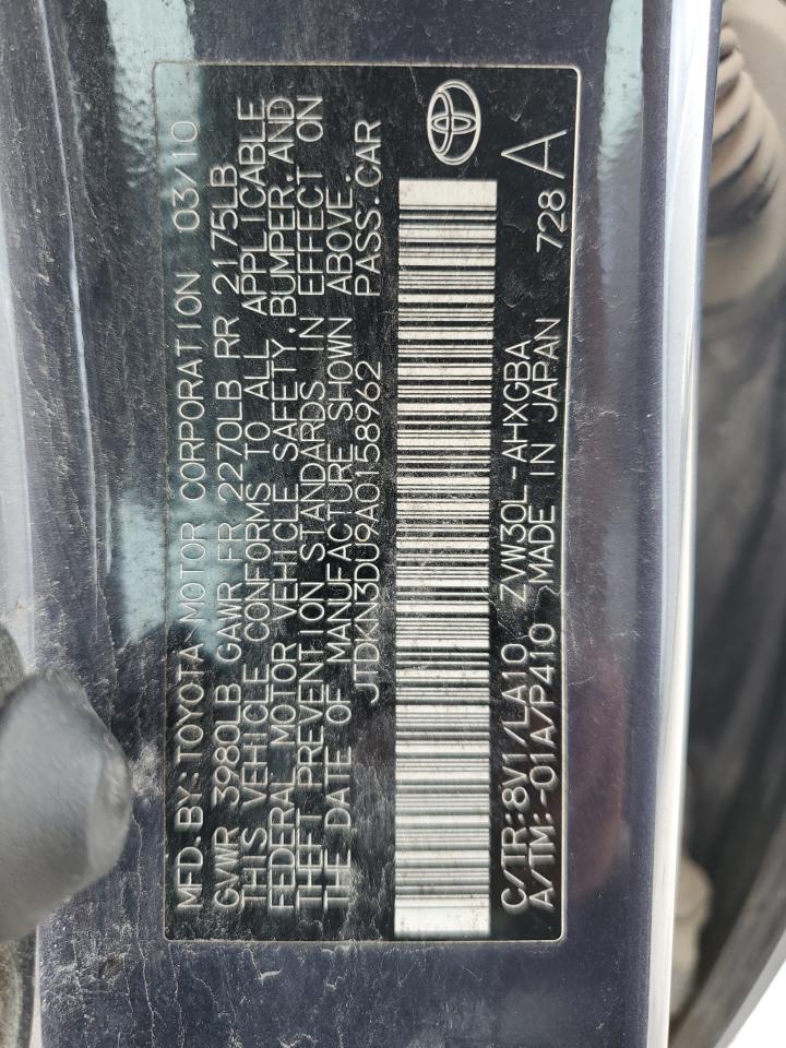 JTDKN3DU9A0158962 2010 Toyota Prius