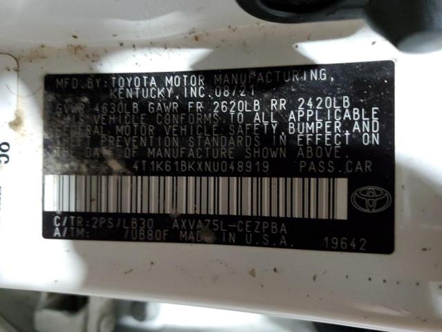 VIN 4T1K61BKXNU048919 2022 Toyota Camry, Xse no.12