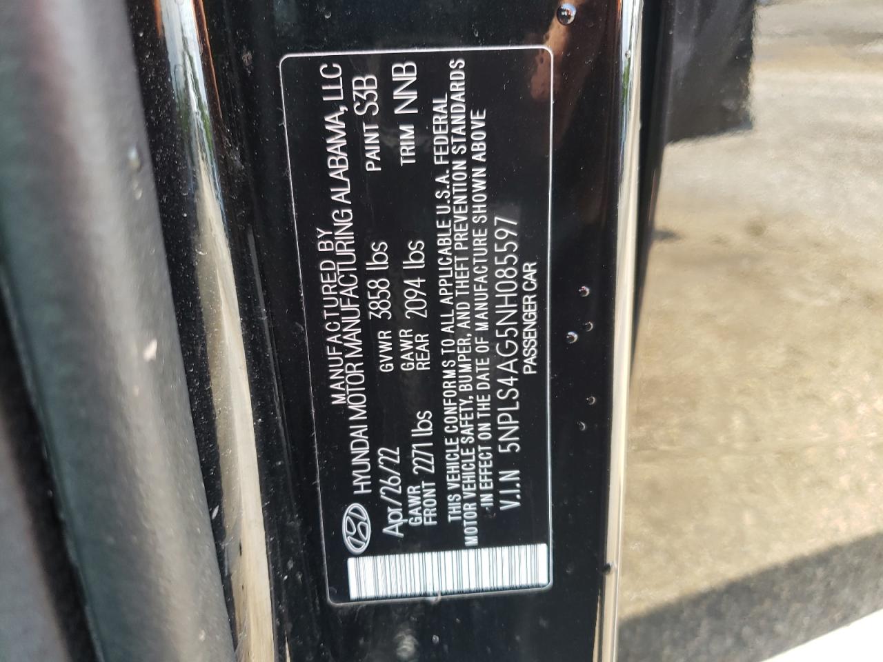 5NPLS4AG5NH085597 2022 Hyundai Elantra Sel