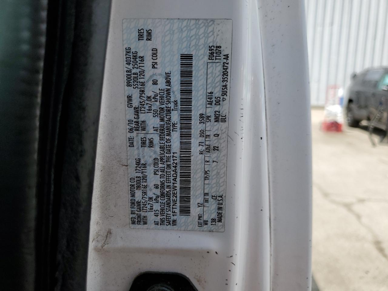 1FTNE2EW1ADA42171 2010 Ford Econoline E250 Van