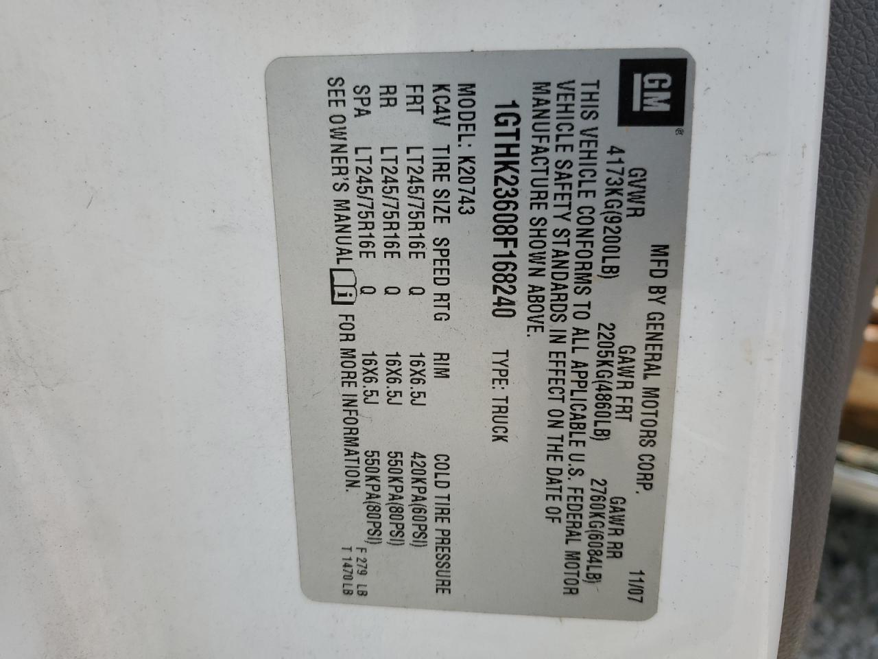 1GTHK23608F168240 2008 GMC Sierra K2500 Heavy Duty