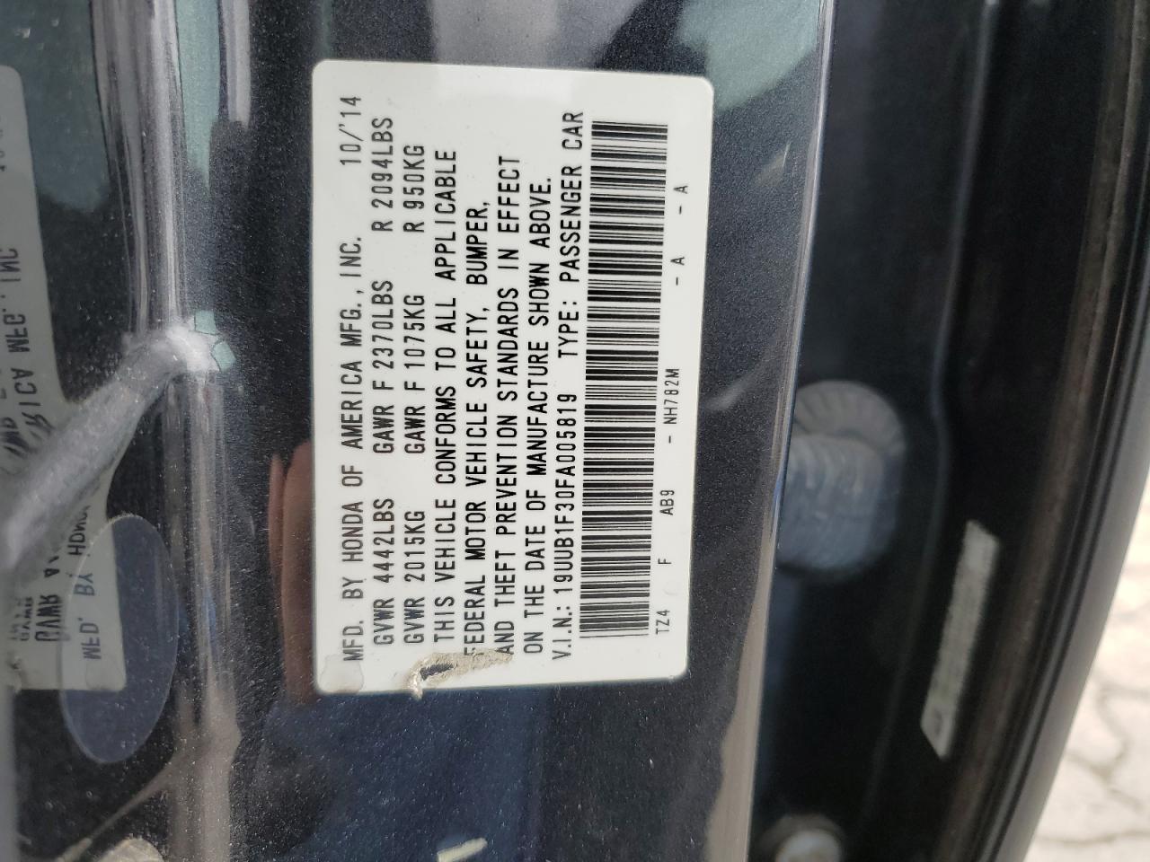 19UUB1F30FA005819 2015 Acura Tlx