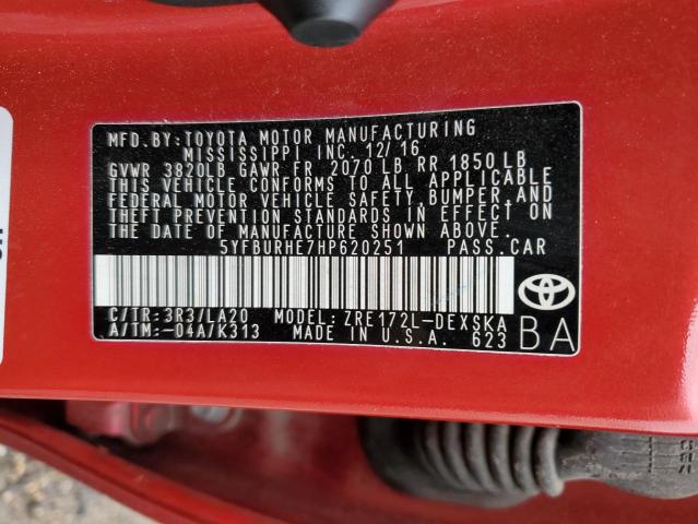 2017 TOYOTA COROLLA L - 5YFBURHE7HP620251