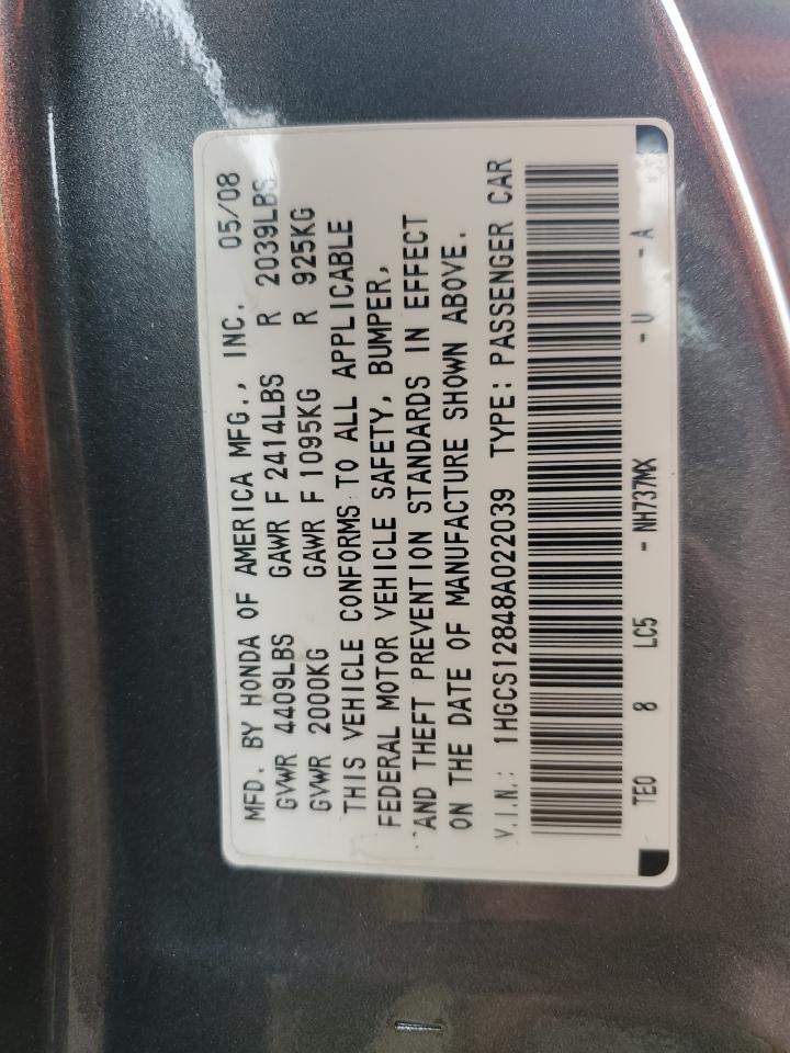 1HGCS12848A022039 2008 Honda Accord Exl