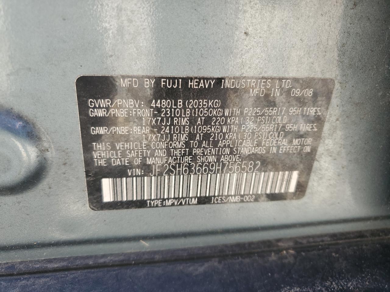 JF2SH63669H756582 2009 Subaru Forester 2.5X Premium