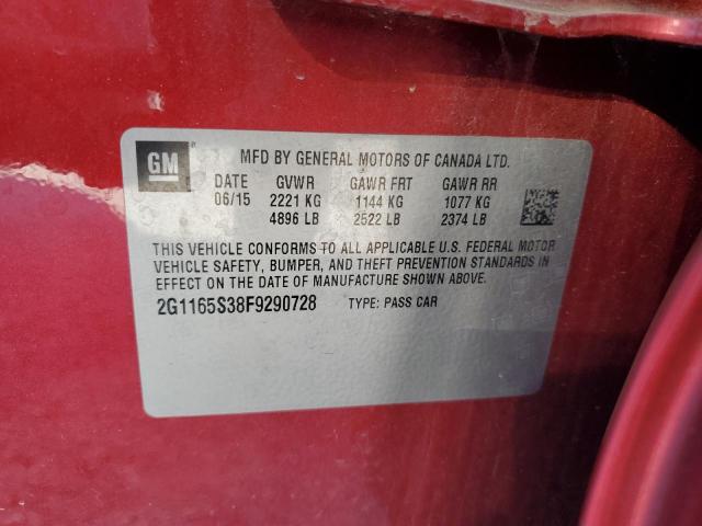 2015 Chevrolet Impala Ltz VIN: 2G1165S38F9290728 Lot: 55810354