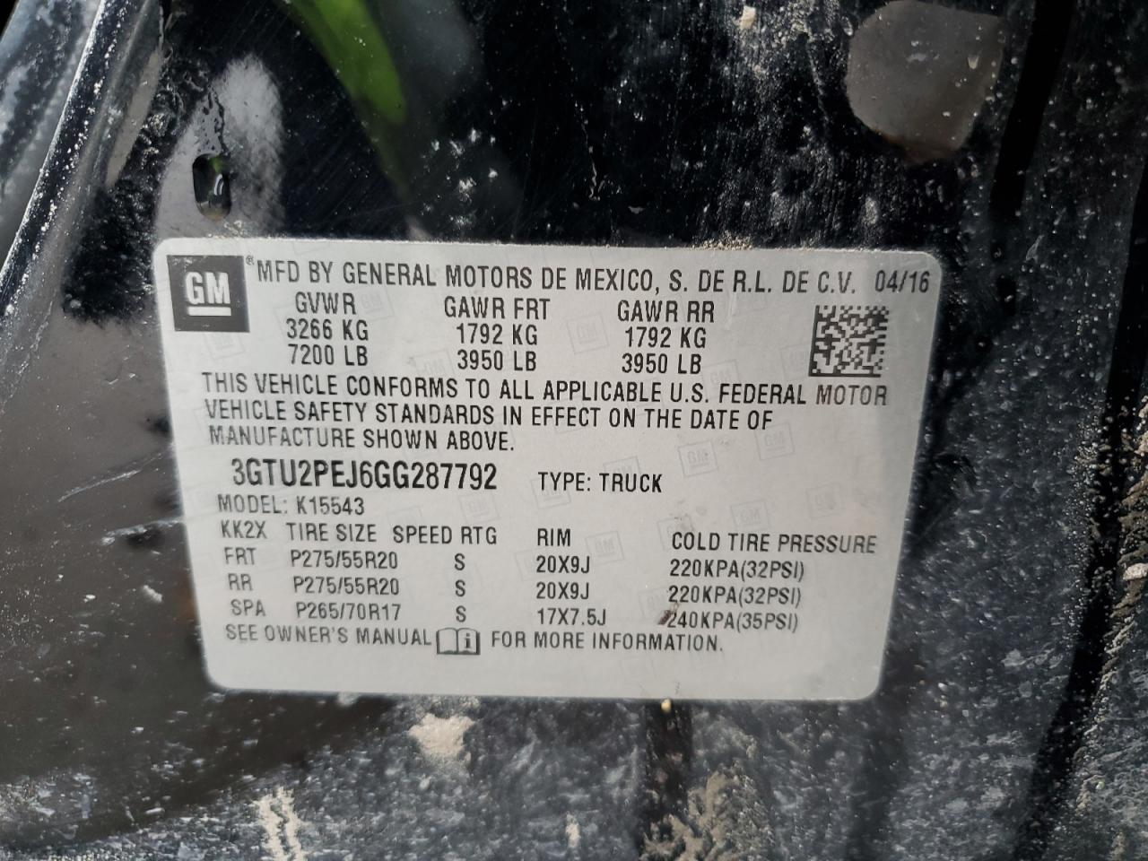 3GTU2PEJ6GG287792 2016 GMC Sierra K1500 Denali