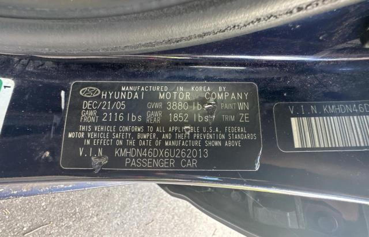 KMHDN46DX6U262013 2006 Hyundai Elantra Gls