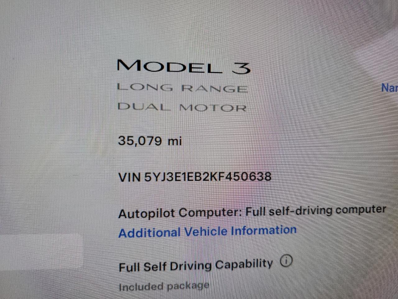 5YJ3E1EB2KF450638 2019 Tesla Model 3