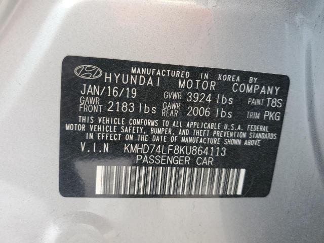 2019 Hyundai Elantra Se VIN: KMHD74LF8KU864113 Lot: 55252074