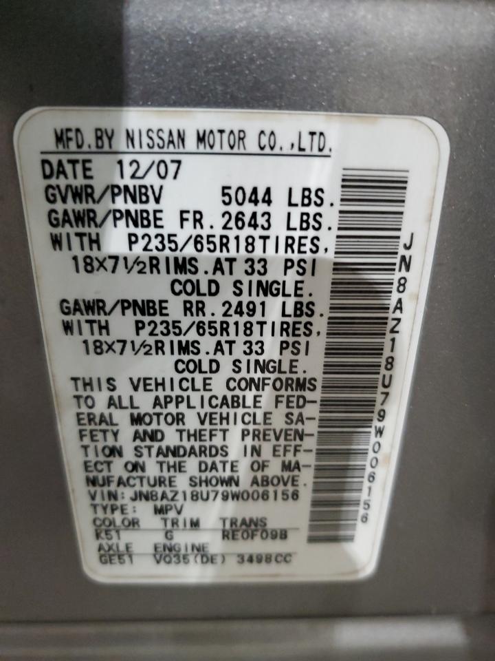 JN8AZ18U79W006156 2009 Nissan Murano S