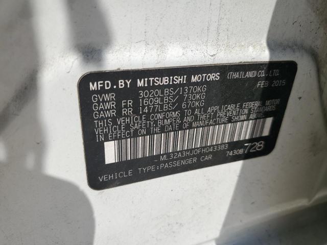 2015 Mitsubishi Mirage De VIN: ML32A3HJ0FH043383 Lot: 55902364