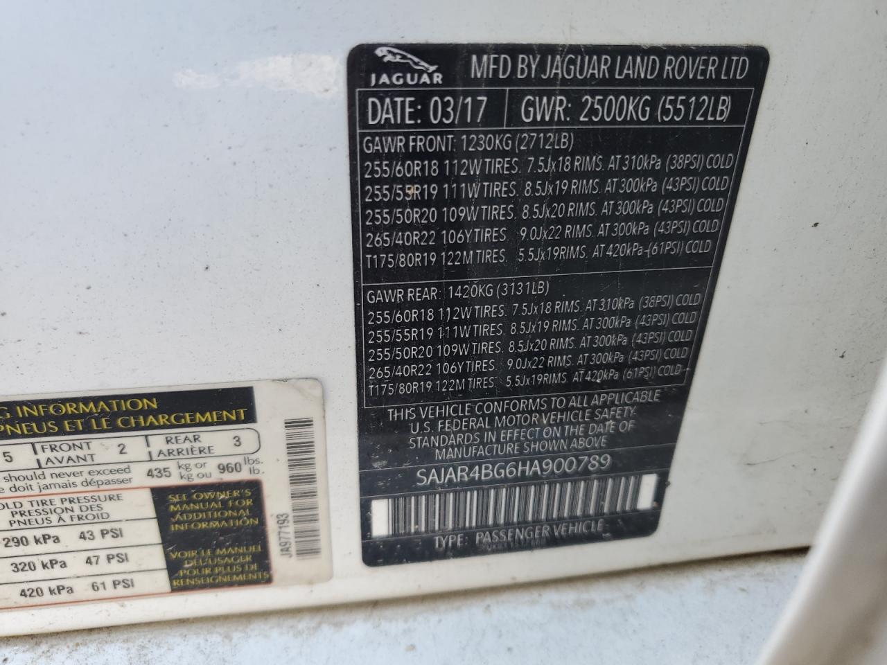 SAJAR4BG6HA977193 2017 Jaguar Xe