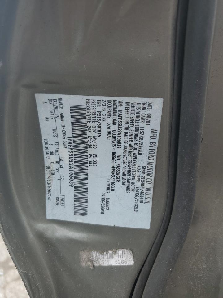 1FAFP55U52A106039 2002 Ford Taurus Ses