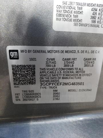 2021 Chevrolet Silverado K1500 Trail Boss Custom VIN: 3GCPYCEF2MG483501 Lot: 54162914