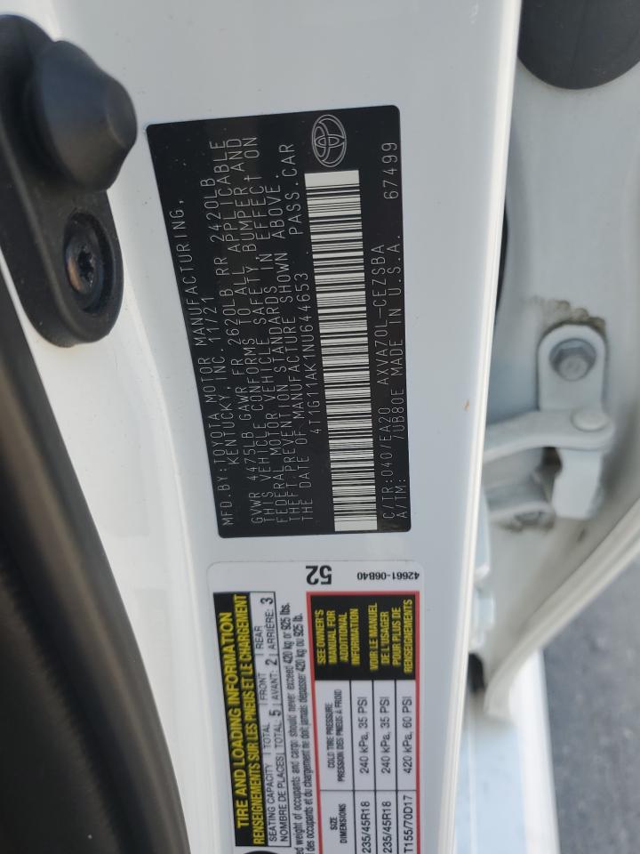 4T1G11AK1NU644653 2022 Toyota Camry Se