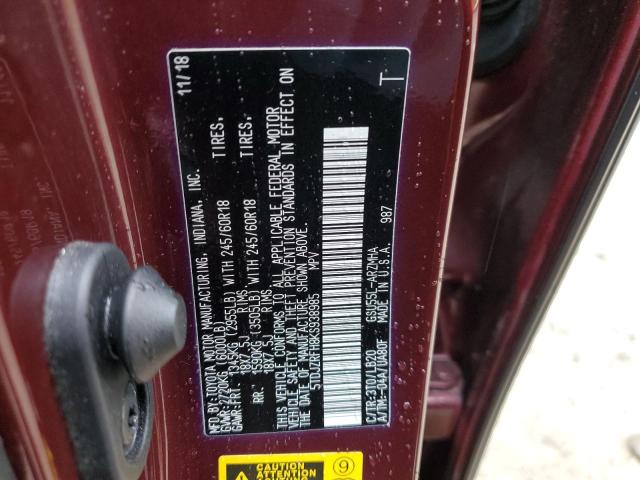 VIN 5TDJZRFH8KS938985 2019 Toyota Highlander, SE no.13