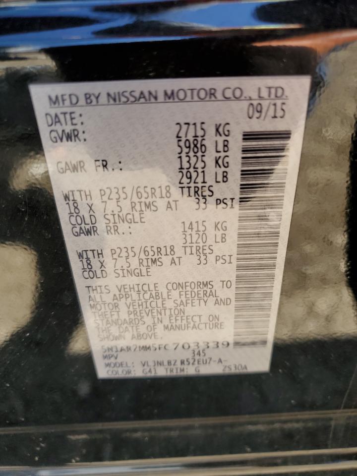 5N1AR2MM5FC703339 2015 Nissan Pathfinder S