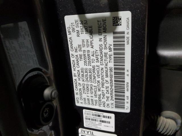 2021 Honda Cr-V Touring VIN: 2HKRW2H93MH681980 Lot: 56566514
