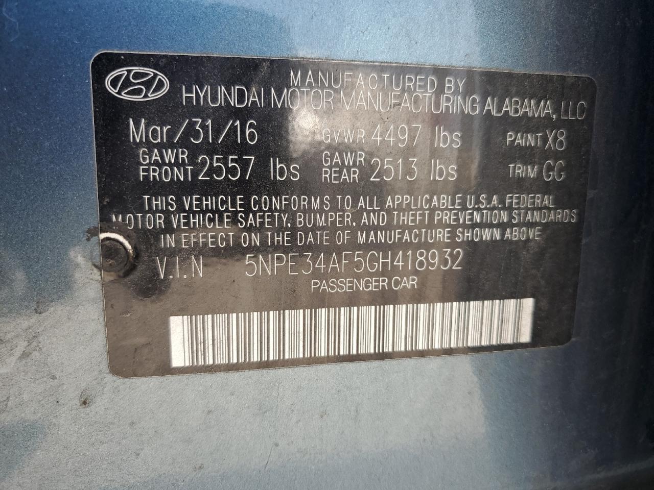 5NPE34AF5GH418932 2016 Hyundai Sonata Sport