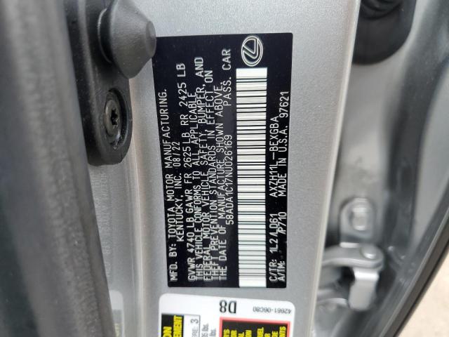 2022 Lexus Es 300H Base VIN: 58ADA1C17NU026169 Lot: 55466354